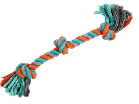 Bud z Jouet de corde pour chien, avec 3 noeuds orange et bleu large For Sale