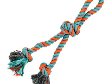 Bud z Jouet de corde pour chien - Double avec 3 nœuds - Large - Orange et bleu Online now