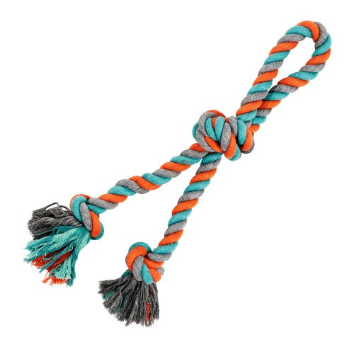 Bud z Jouet de corde pour chien - Double avec 3 nœuds - Large - Orange et bleu Online now