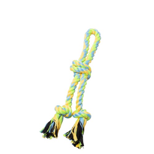 Bud z Jouet de corde pour chien - Double avec 3 nœuds - Vert et jaune For Discount