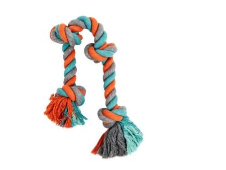 Bud z Jouet de corde pour chien - Avec 4 nœuds - Large - Orange et bleu on Sale