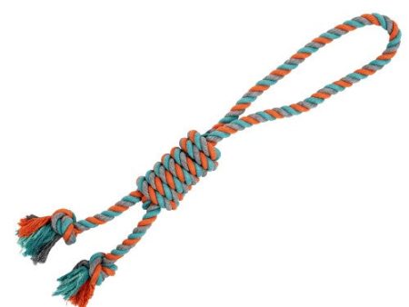 Bud z Jouet de corde pour chien - Double avec boucle et nœud coulant - Orange et bleu Supply