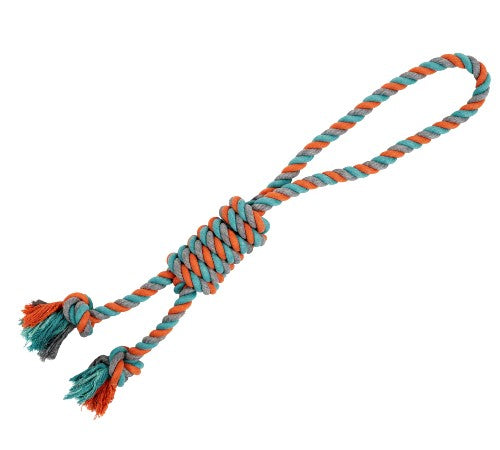 Bud z Jouet de corde pour chien - Double avec boucle et nœud coulant - Orange et bleu Supply