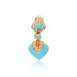 Turquoise & Coral Heart Drop Clip Earrings on Sale