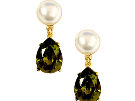 Pearl & Olivine Teardrop Pierced Earring Discount