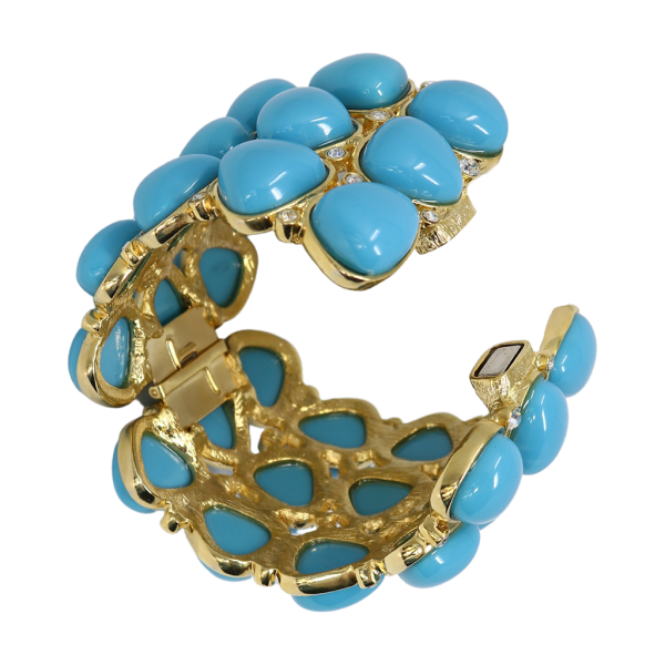 3 Row Turquoise Rounded Bracelet on Sale