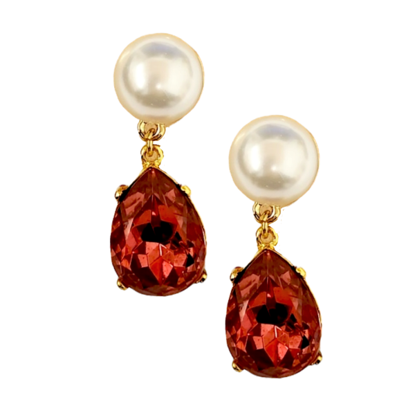 Pearl & Rose Stone Teardrop Pierced Earring Online