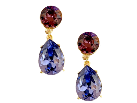 Amethyst & Tanzanite Teardrop Pierced Earring For Cheap