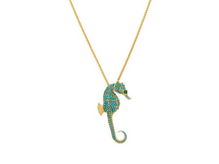 Gold Chain Necklace & Turquoise Seahorse Pendant Online Hot Sale