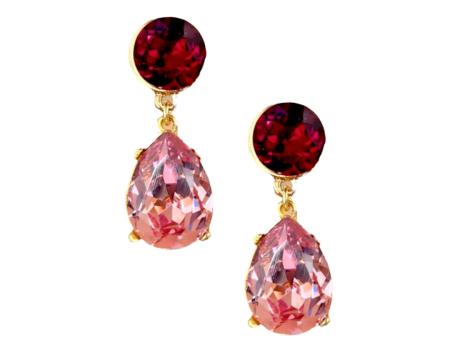 Ruby & Pink Teardrop Pierced Earring Discount