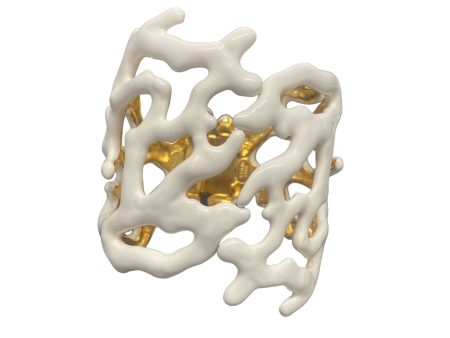 White Enamel Coral Branch Cuff For Cheap