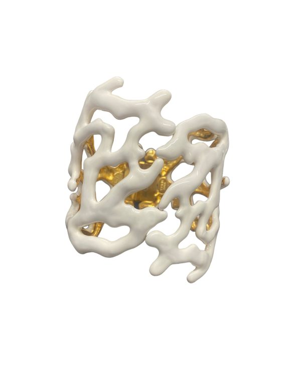 White Enamel Coral Branch Cuff For Cheap