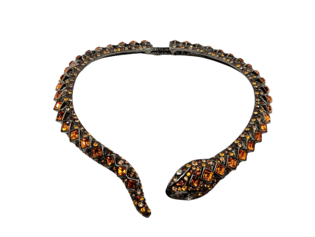 Vintage Gunmetal & Topaz Snake Collar Necklace Online Hot Sale