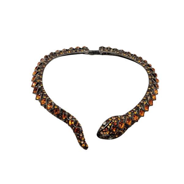 Vintage Gunmetal & Topaz Snake Collar Necklace Online Hot Sale