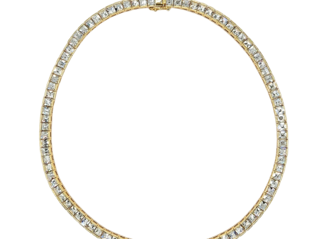 Gold with Clear Crystal Baguette Necklace Online