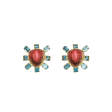 Aqua and Rose Cabochon Center Clip Earring Online