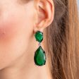 Emerald and Silver Teardrop Pierced or Clip Earrings Online now