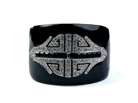 Black and Silver Crystal Cuff Bracelet Fashion