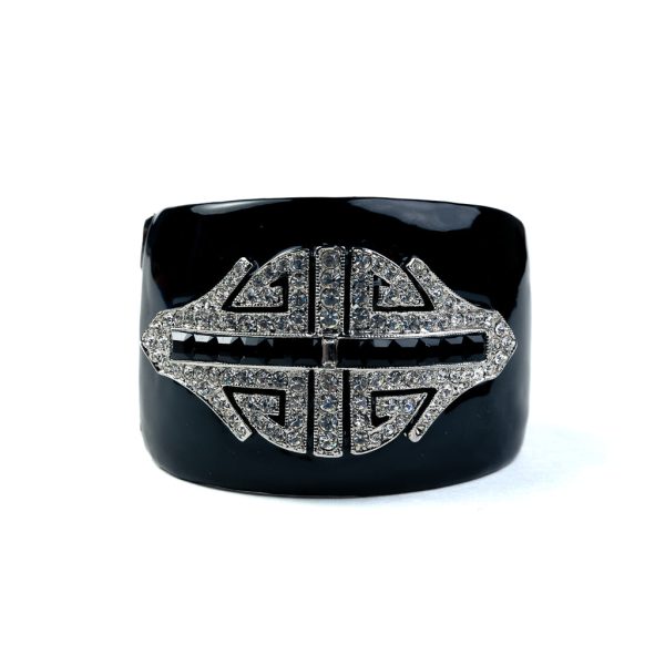 Black and Silver Crystal Cuff Bracelet Fashion