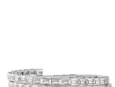 Baguette Cubic Zirconia Triple Coil Wrap Bracelet Online now