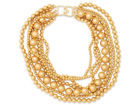 7 Row Gold Bead Necklace Fashion