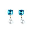 Aqua Stone Pearl Drop Pierced Earrings Online