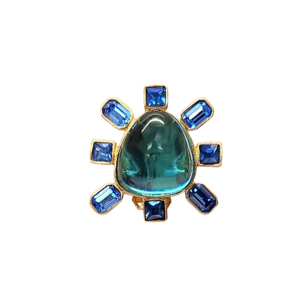 Sapphire and Aqua Cabochon Center Clip Earring Online Hot Sale