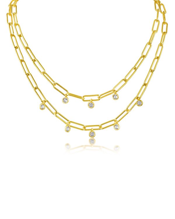 Cubic Zirconia Double Row Chain Necklace Online