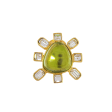 Clear Crystal and Peridot Cabochon Center Clip Earring Hot on Sale