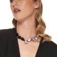 Vintage Gunmetal and Jet Crystal Odd Shape Clasp Necklace Hot on Sale