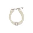 Three Row Pearl & Crystal Choker Fashion