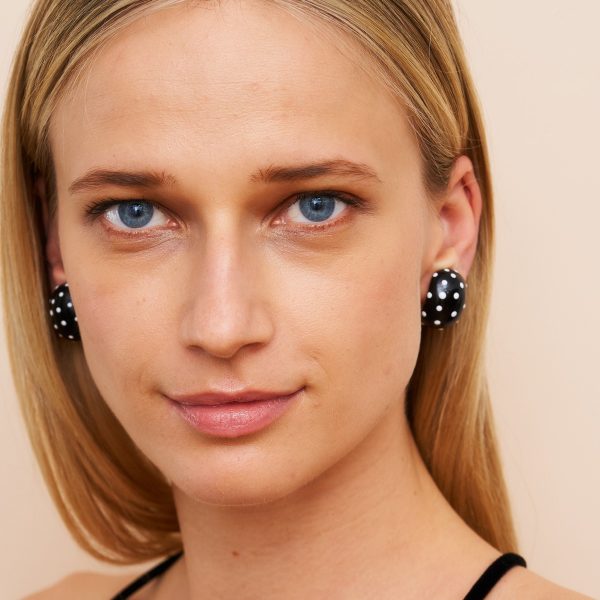 Black & White Polka Dot Clip Earrings Online