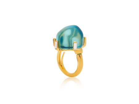 Aqua Nugget Adjustable Gold Ring Hot on Sale