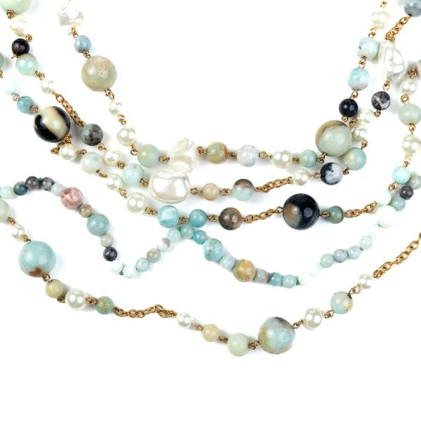 Amazonite and Mother of Pearl Link Necklace For Sale