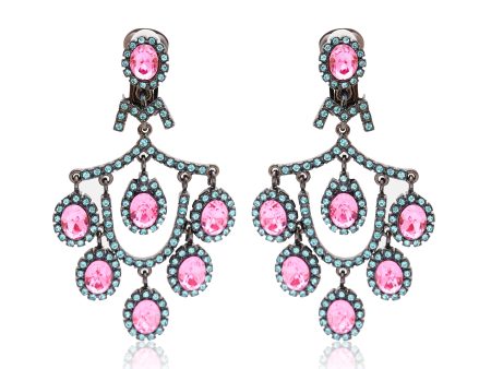 Aqua & Rose Pink Chandelier Earrings Fashion