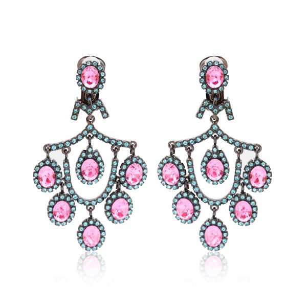 Aqua & Rose Pink Chandelier Earrings Fashion