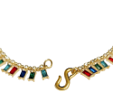 Gold with Multi Color Baguette  S  Hook Necklace Hot on Sale