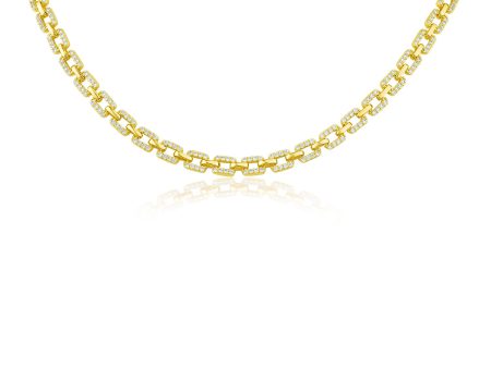 Pave Cubic Zirconia Link Necklace Online Sale