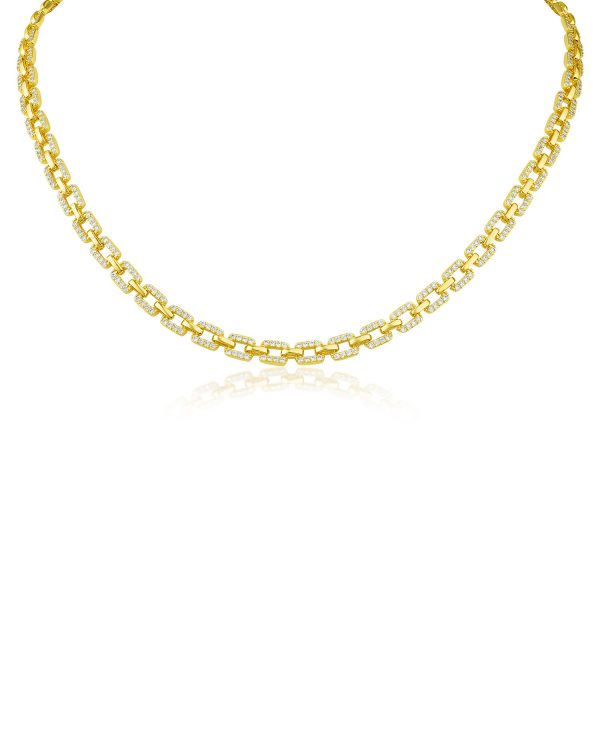 Pave Cubic Zirconia Link Necklace Online Sale