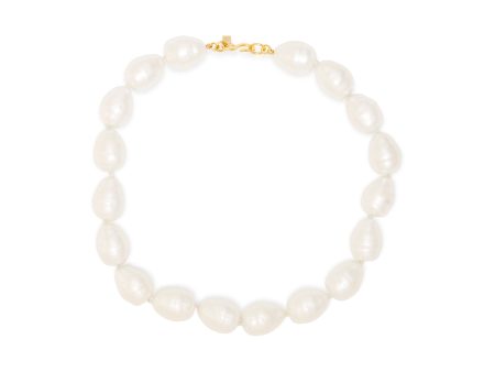 White Baroque Pearl Gold Necklace on Sale