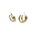 Two-Tone Hoop Pierced Earrings For Cheap