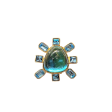 Aqua and Aqua Cabochon Center Clip Earring Sale