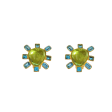 Aqua and Peridot Cabochon Center Clip Earring Sale