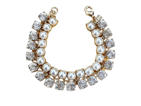 Double Row Crystal and Pearl Bracelet Online Hot Sale