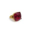 Gold and Ruby Square Stone Ring Sale