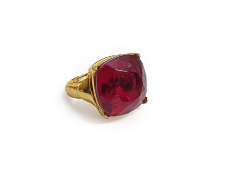 Gold and Ruby Square Stone Ring Sale