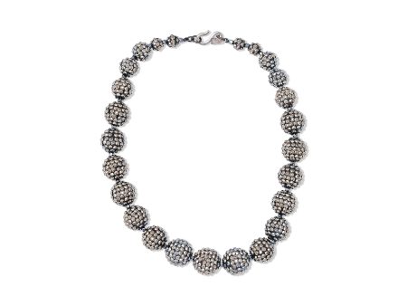 Hematite Pave Ball Charm Necklace For Discount