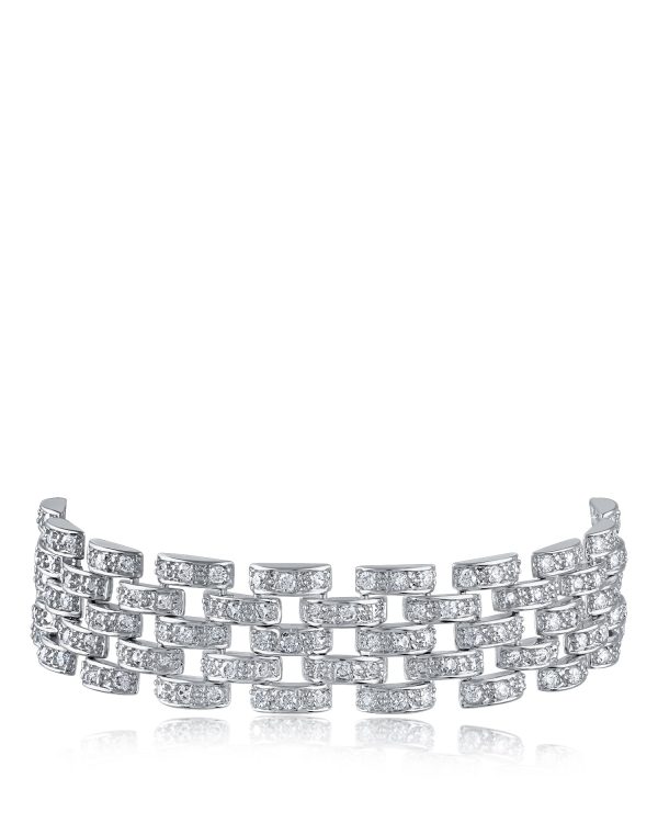 Round-Pave Cubic Zirconia Chain Bracelet Discount