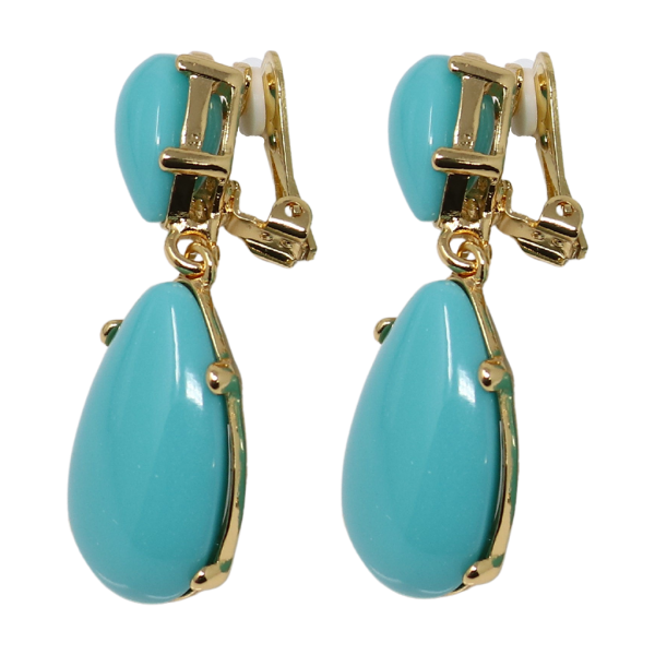 Turquoise Resin Teardrop Cabochon Clip Earring For Cheap