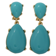 Turquoise Resin Teardrop Cabochon Clip Earring For Cheap